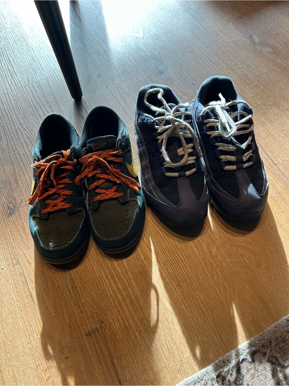 Nike Kids Sneakers in Green with Orange Laces & Navy with Gray Laces